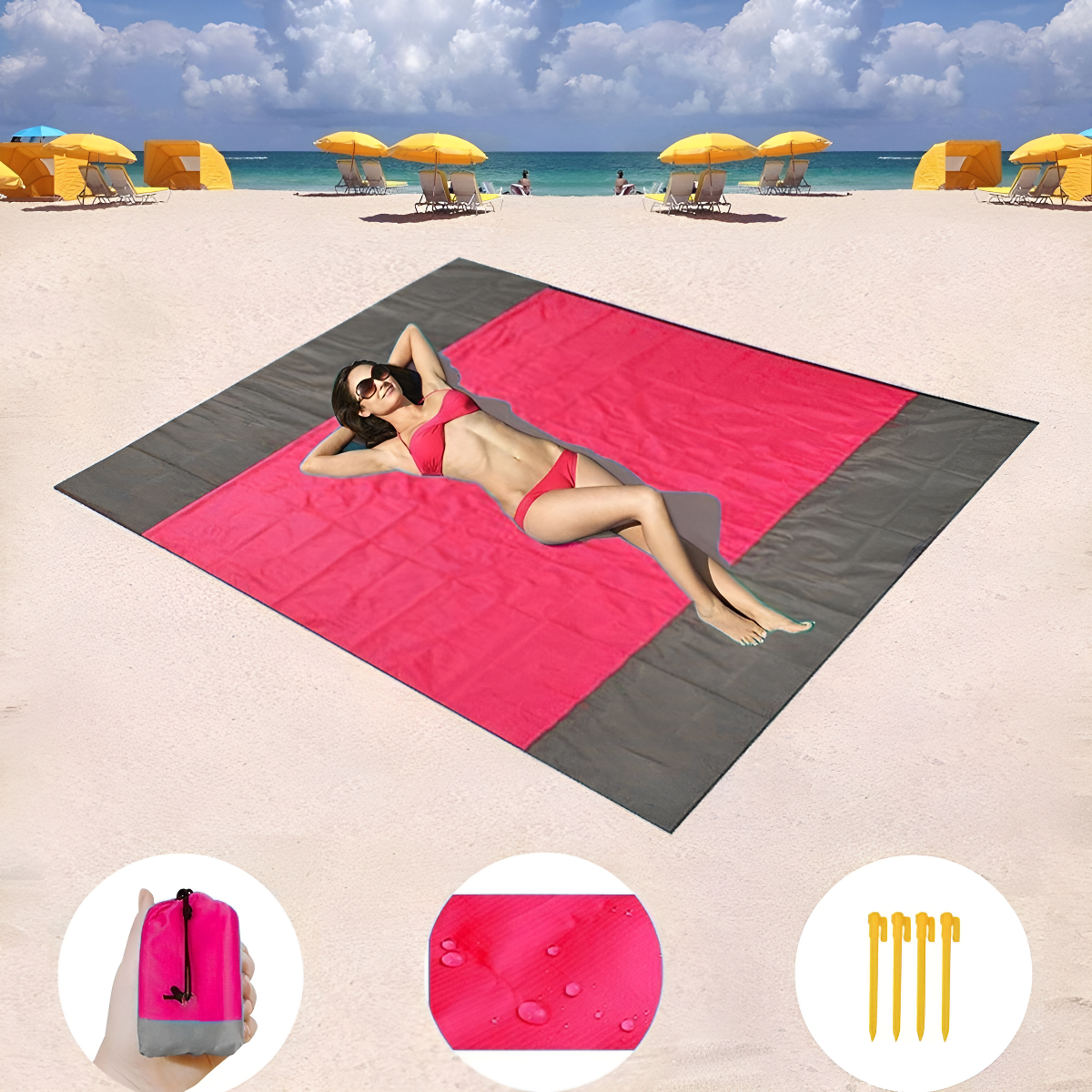 Manta Gigante Para Camping Playa Impermeable Anti Arena - Imagen 7