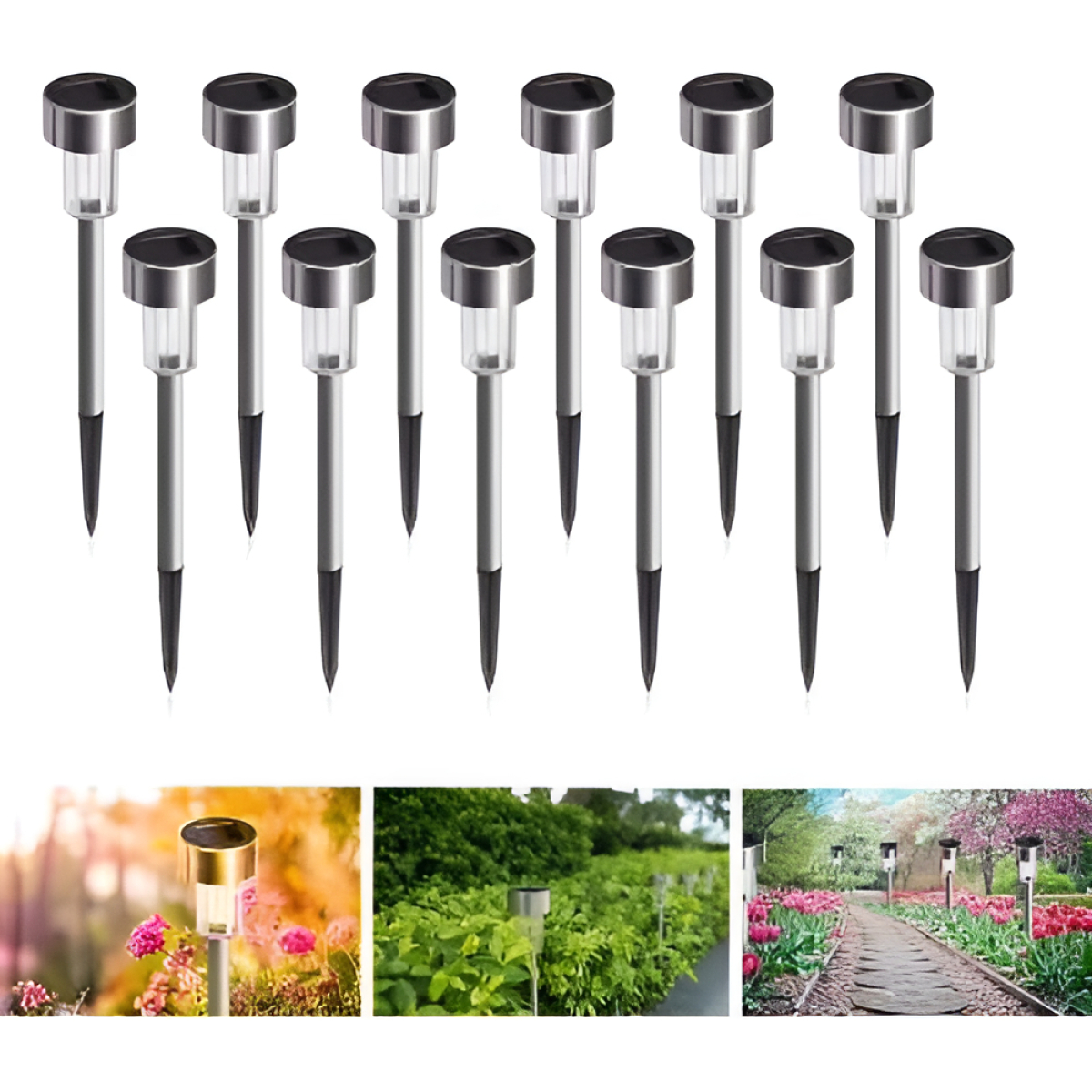 Lampara Luz Led Recargable Solar Para Jardin Pincho Metalico - Imagen 2