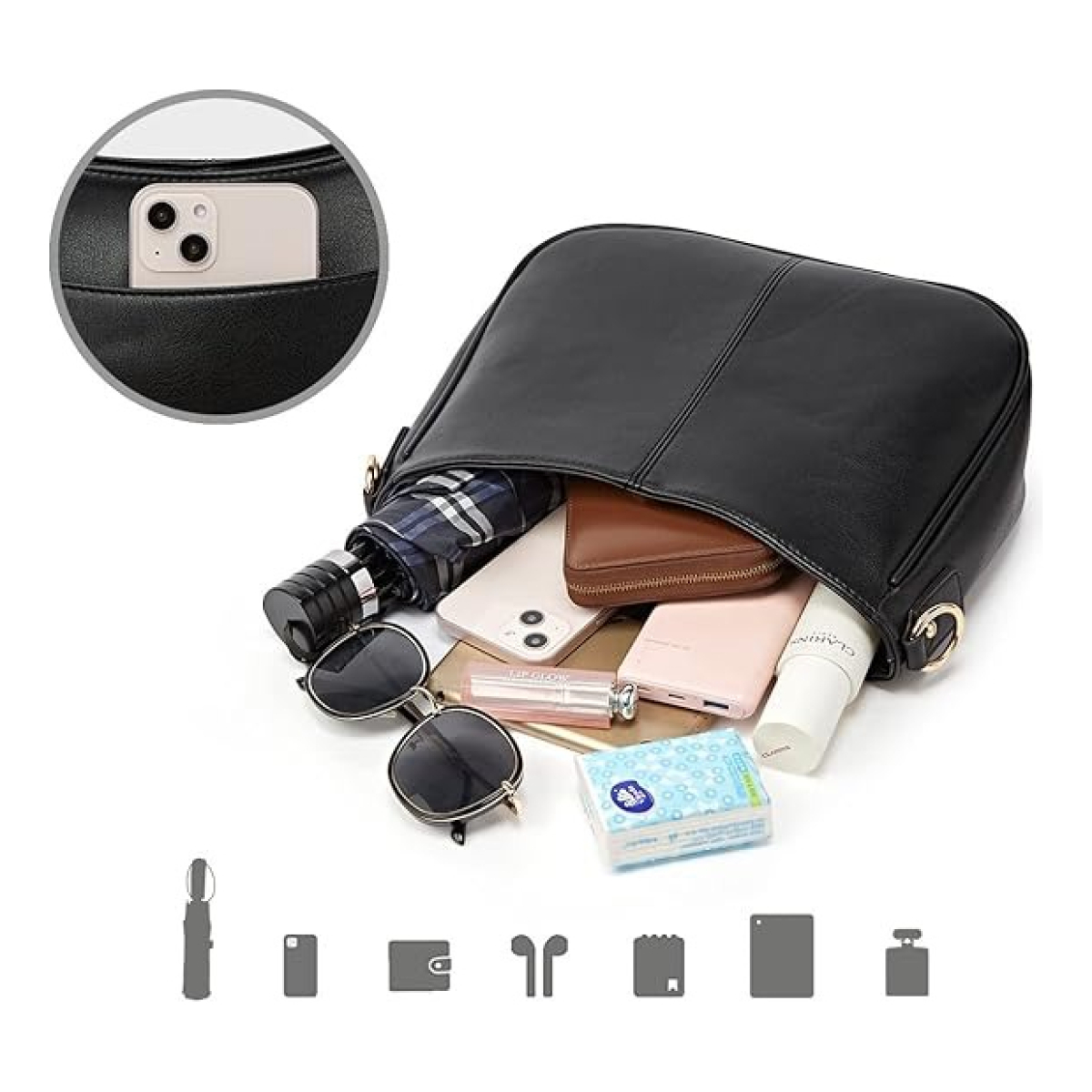 Cartera Bandolera Asa Con Cadena Para Mujer En Cuero Pu - Imagen 12