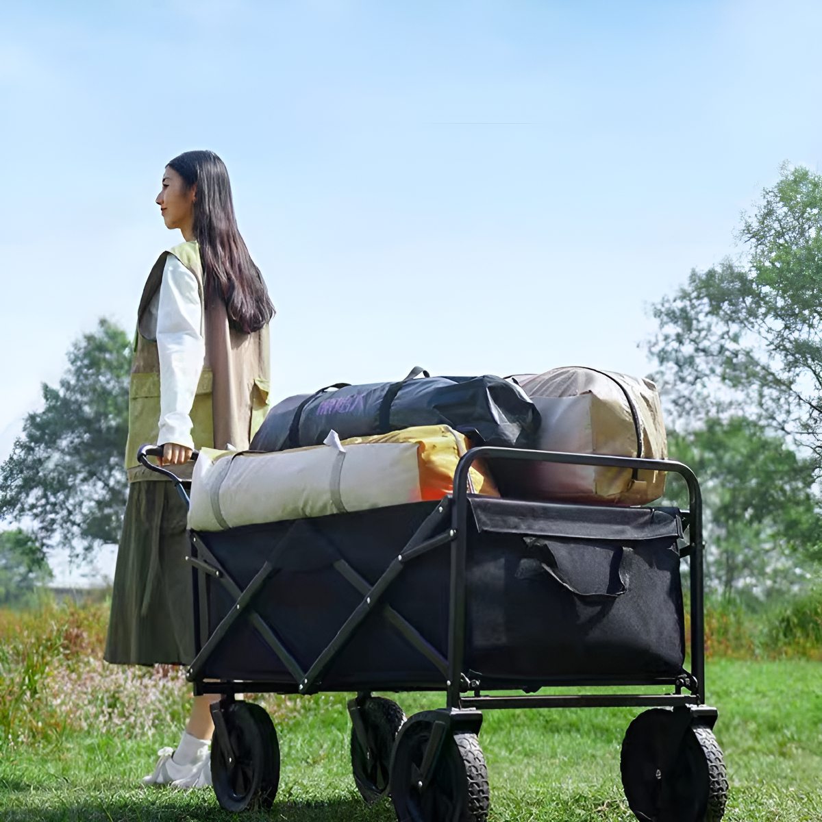 Carrito Transportador Plegable Carro Para Playa Camping - Imagen 4