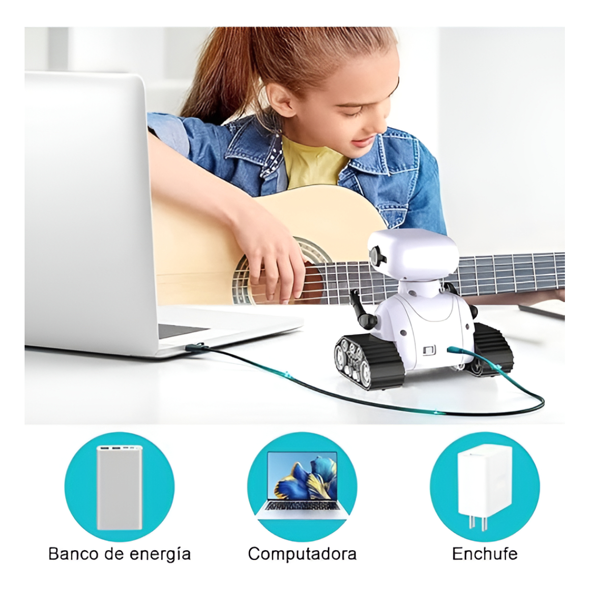 Juguete Robot Amigo A Control Remoto Ruedas Movil Ojos Led - Imagen 3