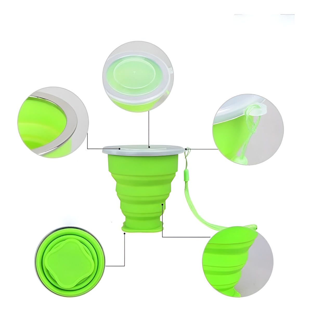 Vaso De Silicona Plegable Con Tapa Libre Bpa - Imagen 13
