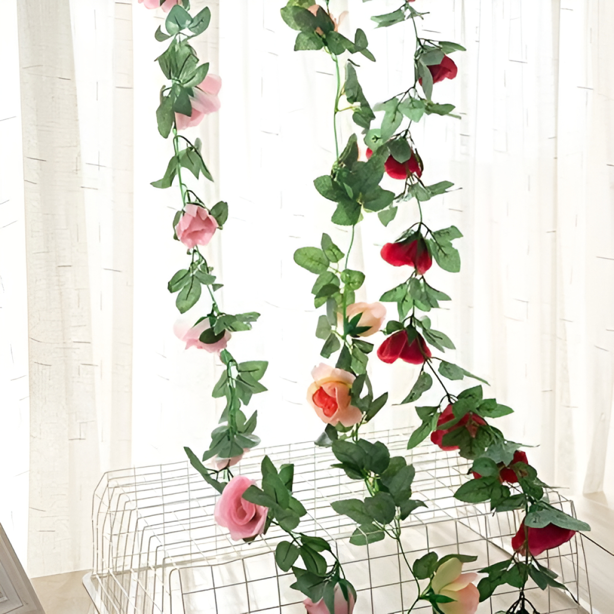 Guirnalda De Flores Artificial,guía De Rosas Artificial,flor - Imagen 18