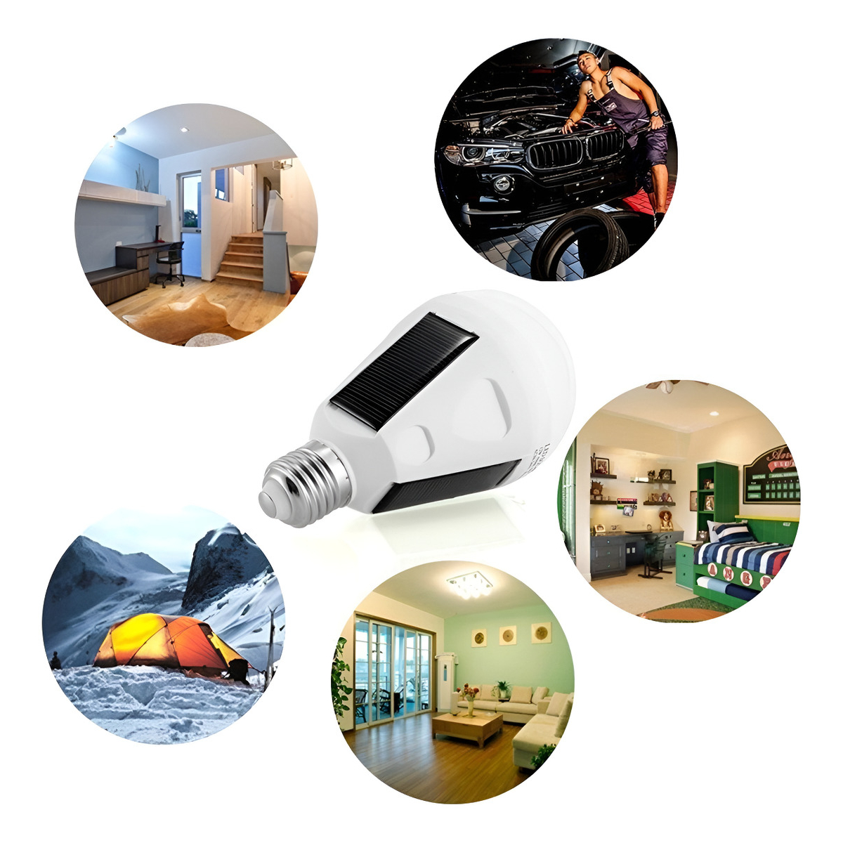 Lampara Led Solar Bombita 12w E27 + Conector - Imagen 4