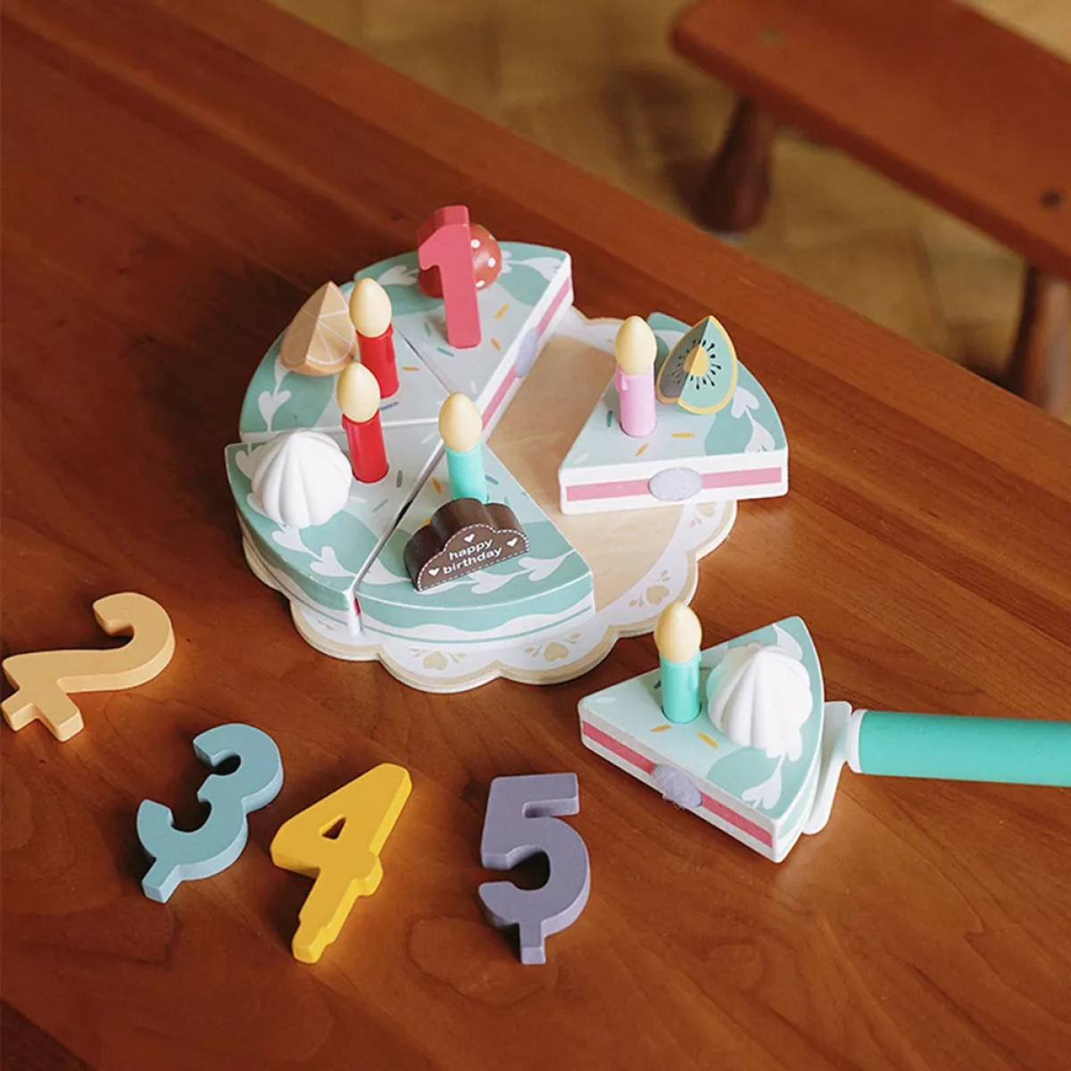 Juguete De Madera Torta De Cumpleaños De Madera - Imagen 7