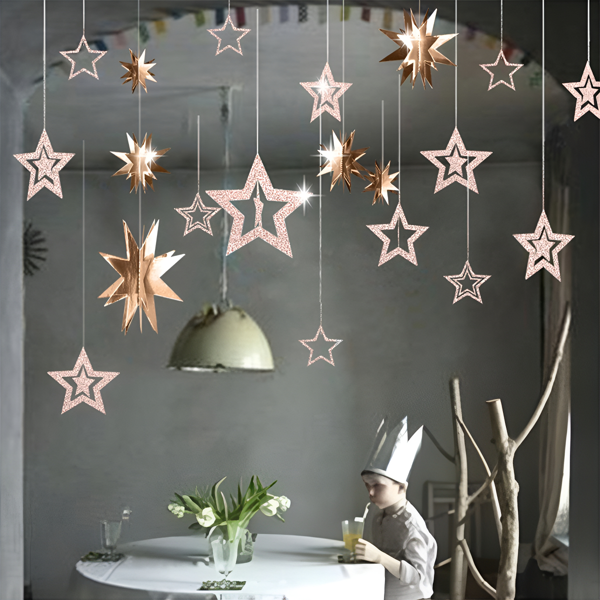 Set X 7 Estrellas Metalizadas Decoracion Cumpleaños Fiestas - Imagen 5