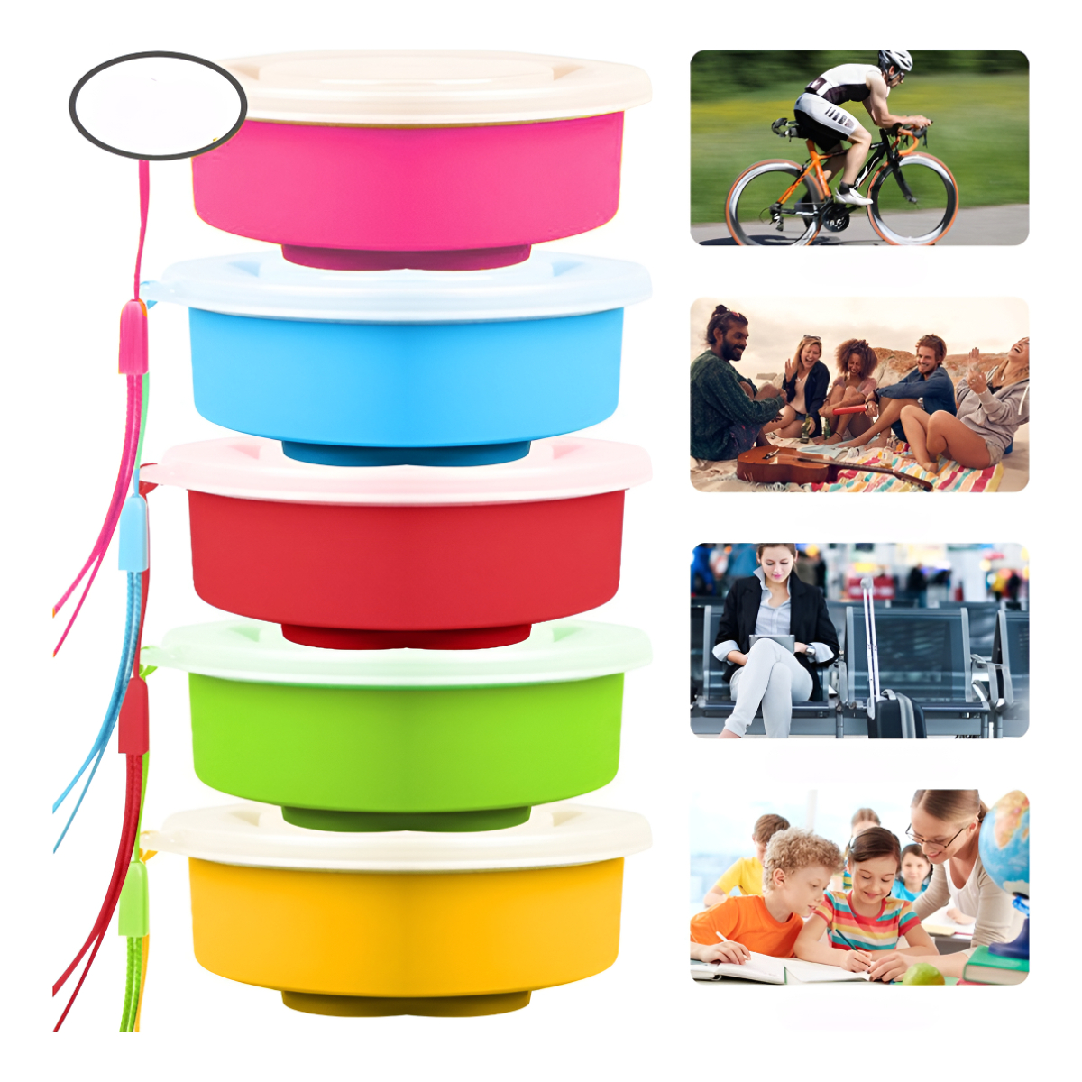 Vaso De Silicona Plegable Con Tapa Libre Bpa - Imagen 19