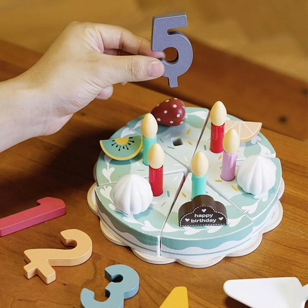 Juguete De Madera Torta De Cumpleaños De Madera - Imagen 5