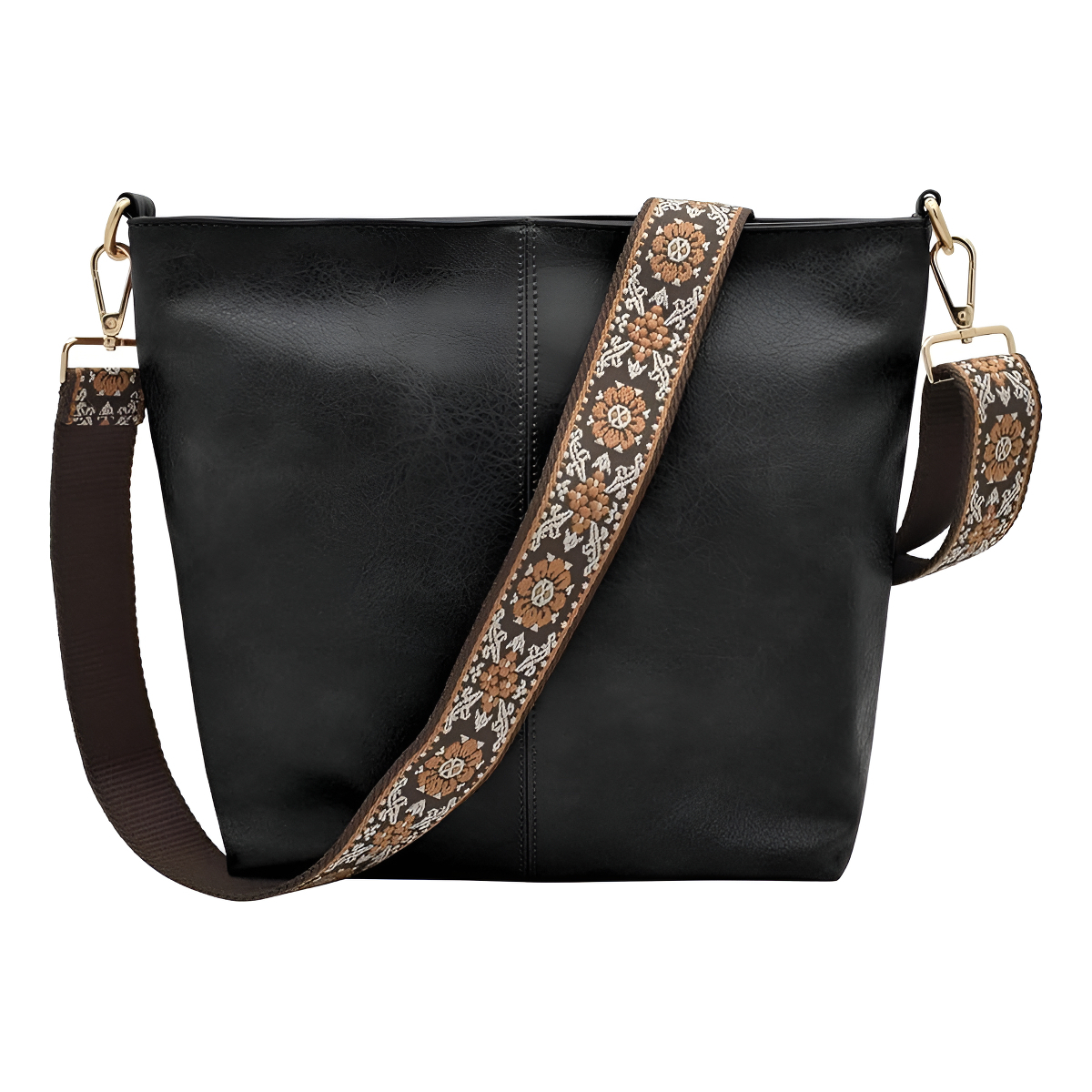 Bolso Cartera Cuero Alta Calidad Gran Capacidad Asa De Tela - Imagen 1