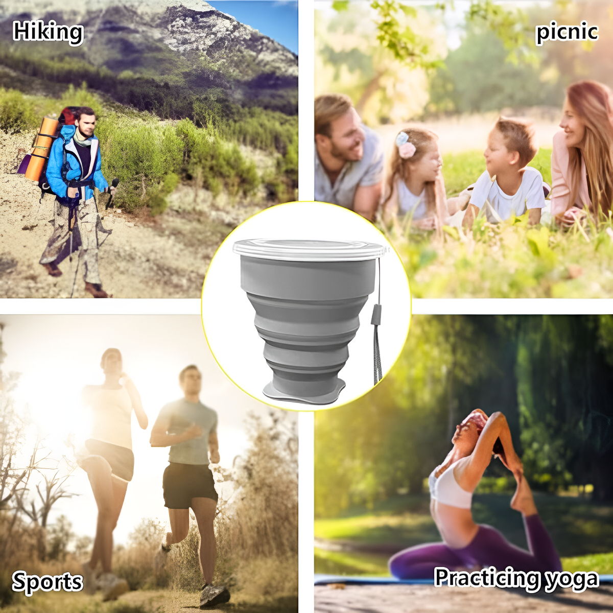 Vaso De Silicona Plegable Con Tapa Libre Bpa - Imagen 29