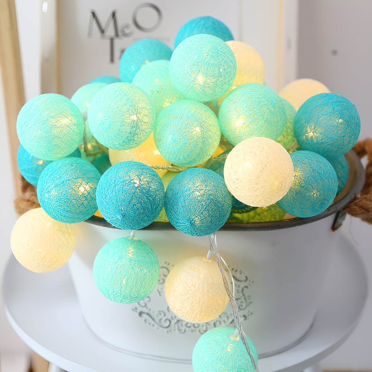 Guias Luces Cotton Ball Con Forma Esfera Led 3 Metros Guia - Imagen 22