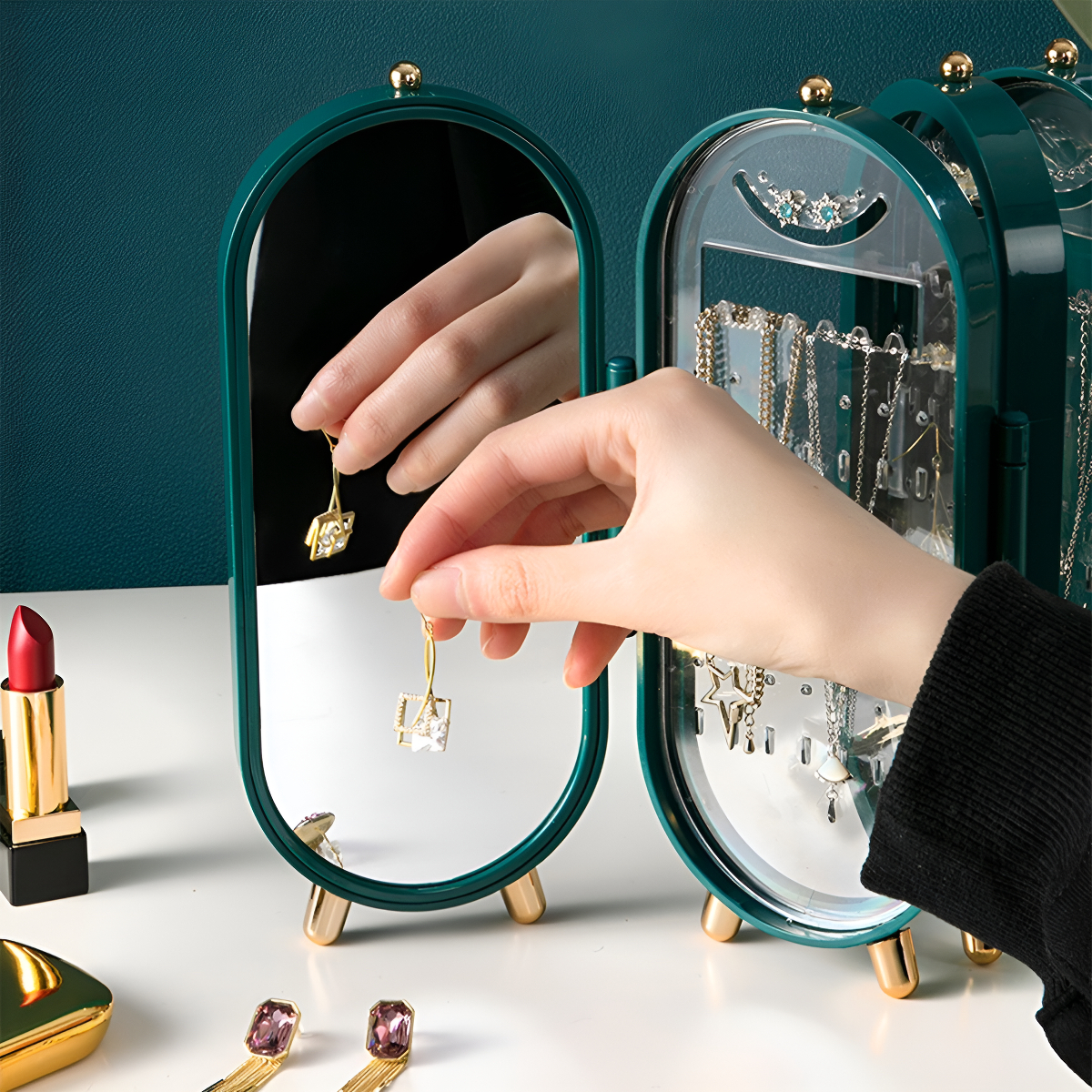 Organizador Exhibidor Joyas Joyero Diseño Acordeón C/ Espejo - Imagen 13