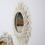 Espejo Colgante De Pared Redondo Decorativo Macramé Vintage - Imagen 4