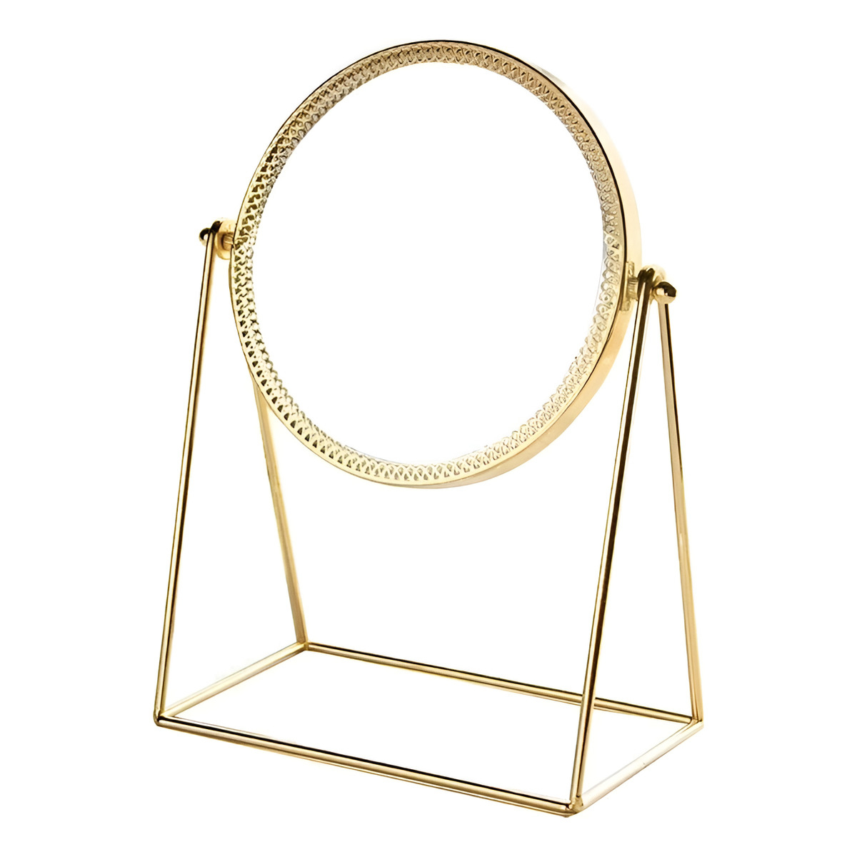 Espejo Tocador De Mesa Redondo Dorado Decorativo Maquillaje - Imagen 1