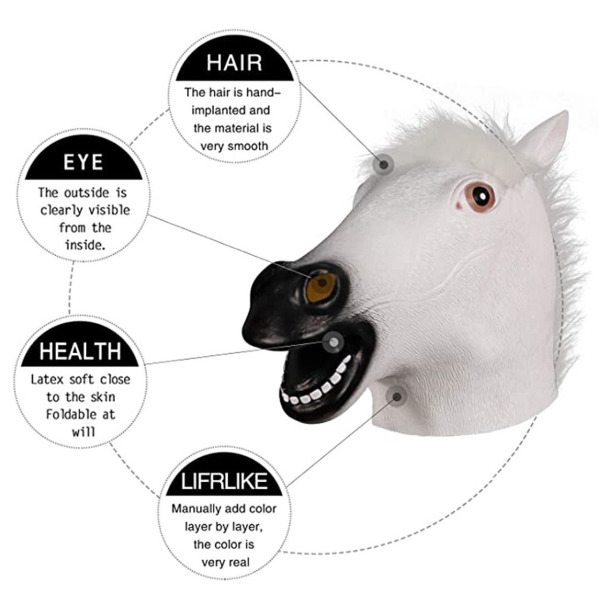Mascara Caballo Latex Disfraz Halloween Horse - Imagen 9