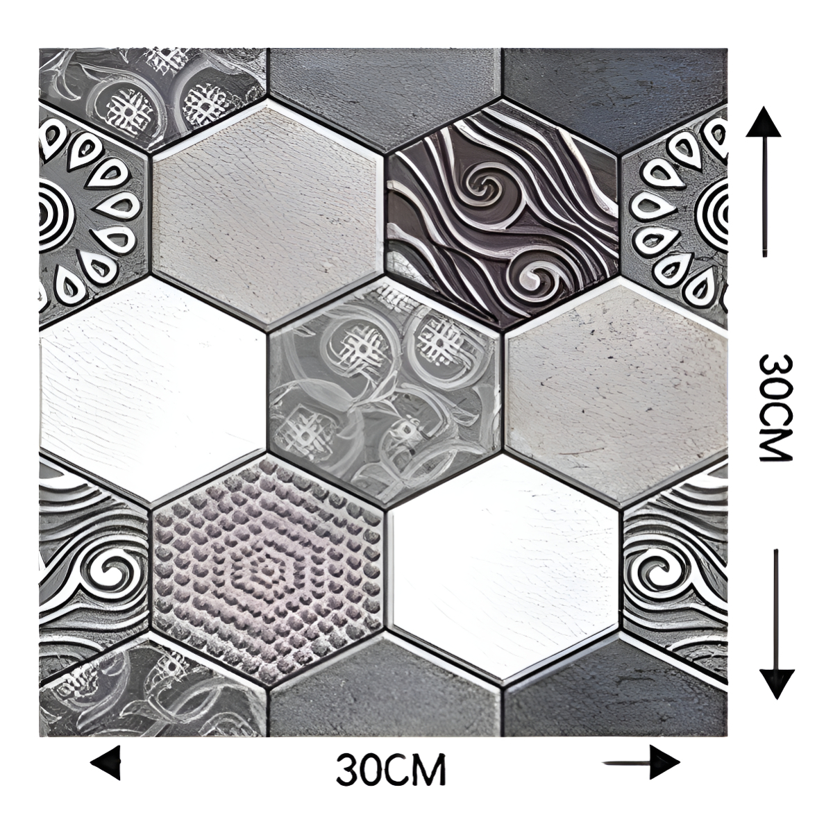 Revestimientos Adhesivo Panel 3d Azulejo Gris 30x30cm A3 - Imagen 3