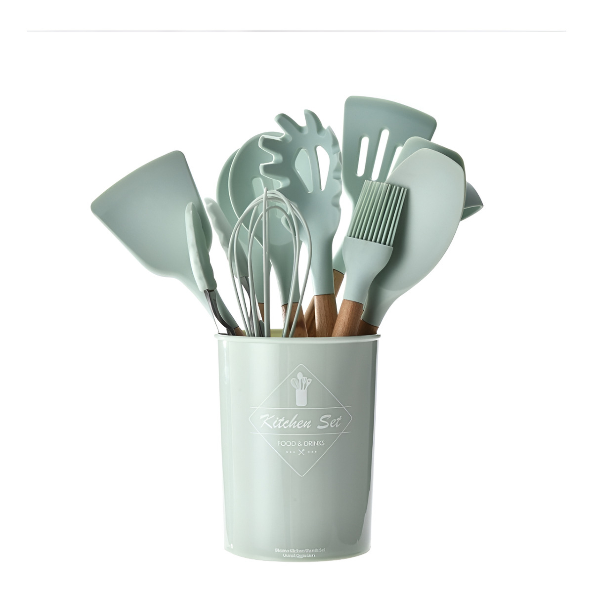 Juego 11 Piezas Utensilios Silicona + Soporte Cocina - Imagen 2