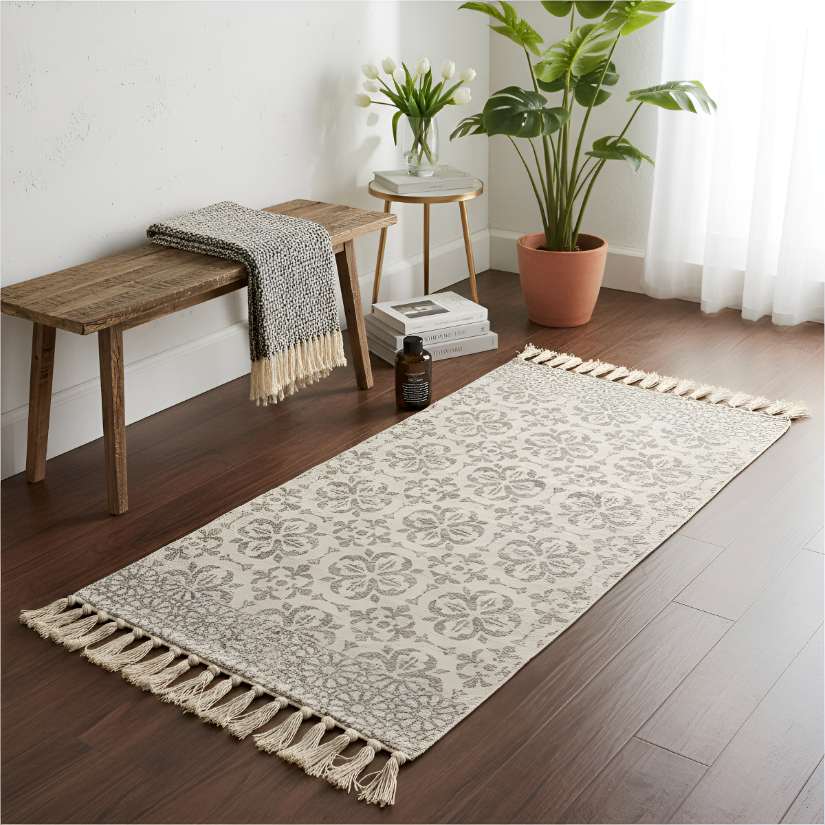 Alfombras Nórdicas Vintage Con Borlas Flecos Textil 90 Cm - Imagen 28