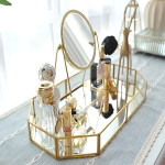 Espejo Tocador De Mesa Redondo Dorado Decorativo Maquillaje - Imagen 5