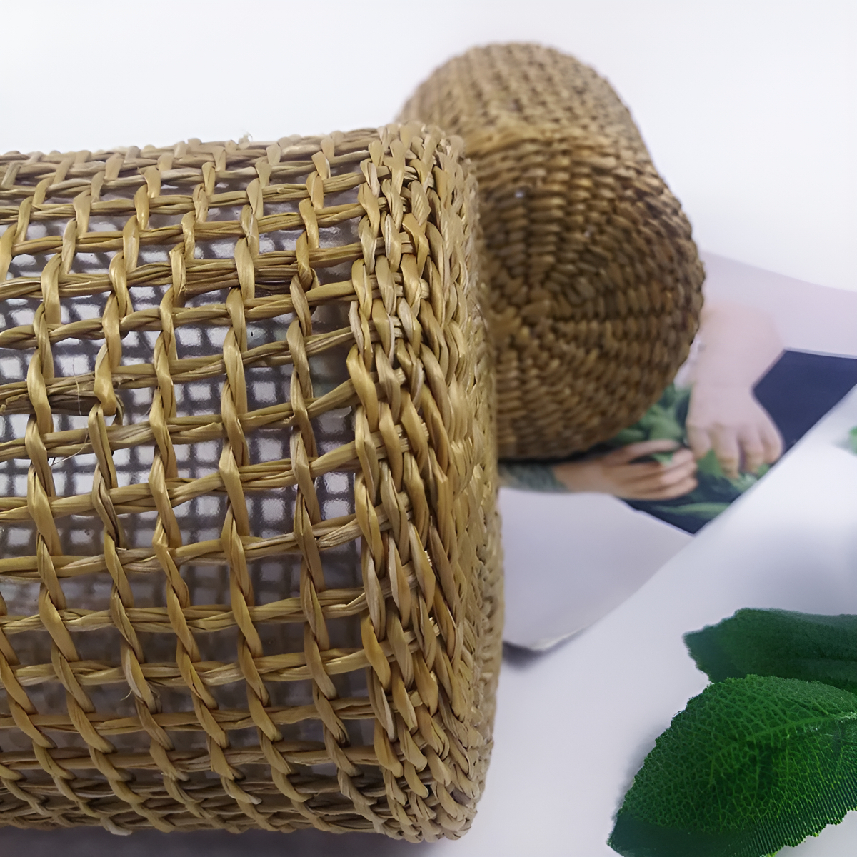 Florero Frasco Bollón Decorativo De Vidrio Con Mimbre Chico - Imagen 5