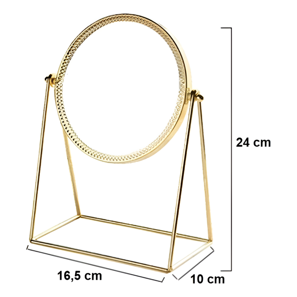 Espejo Tocador De Mesa Redondo Dorado Decorativo Maquillaje - Imagen 2