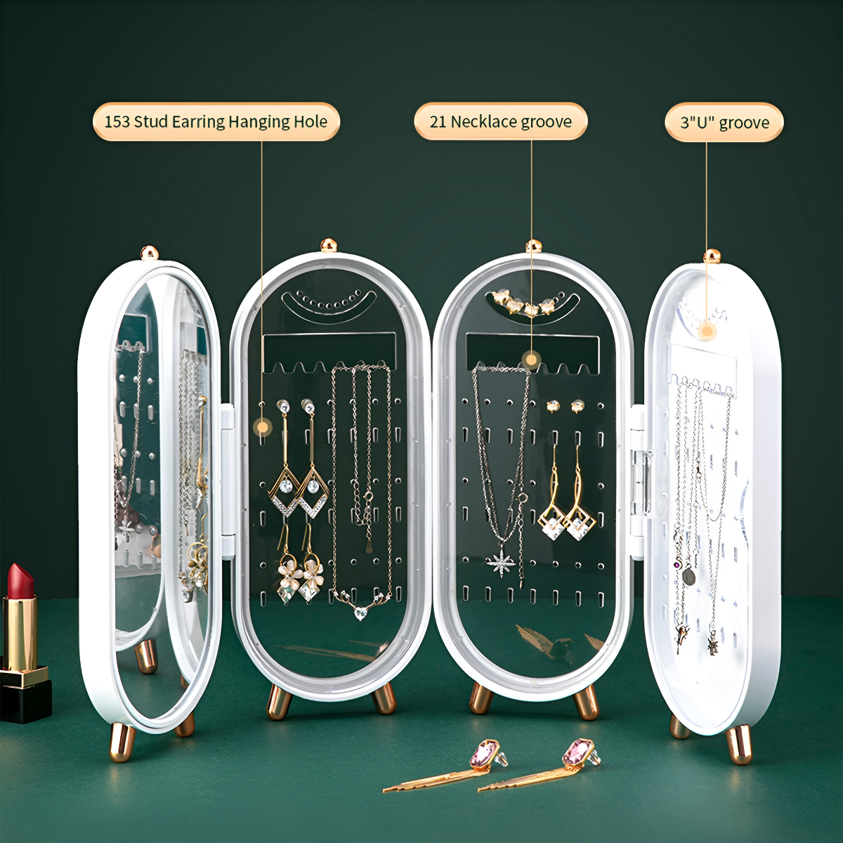 Organizador Exhibidor Joyas Joyero Diseño Acordeón C/ Espejo - Imagen 10