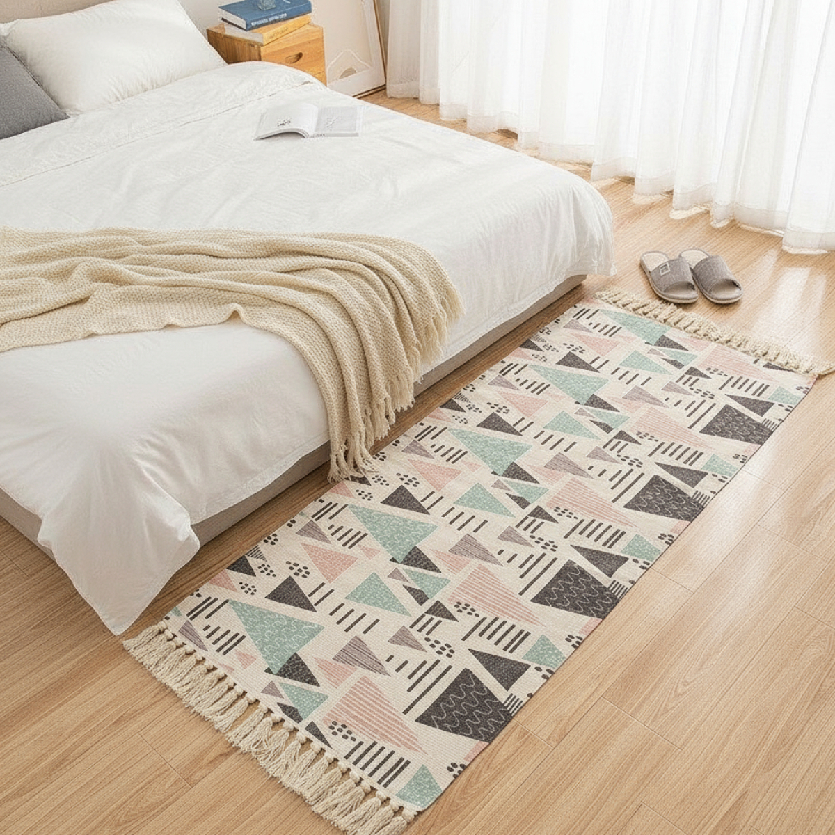 Alfombras Nórdicas Vintage Con Borlas Flecos Textil 90 Cm - Imagen 22