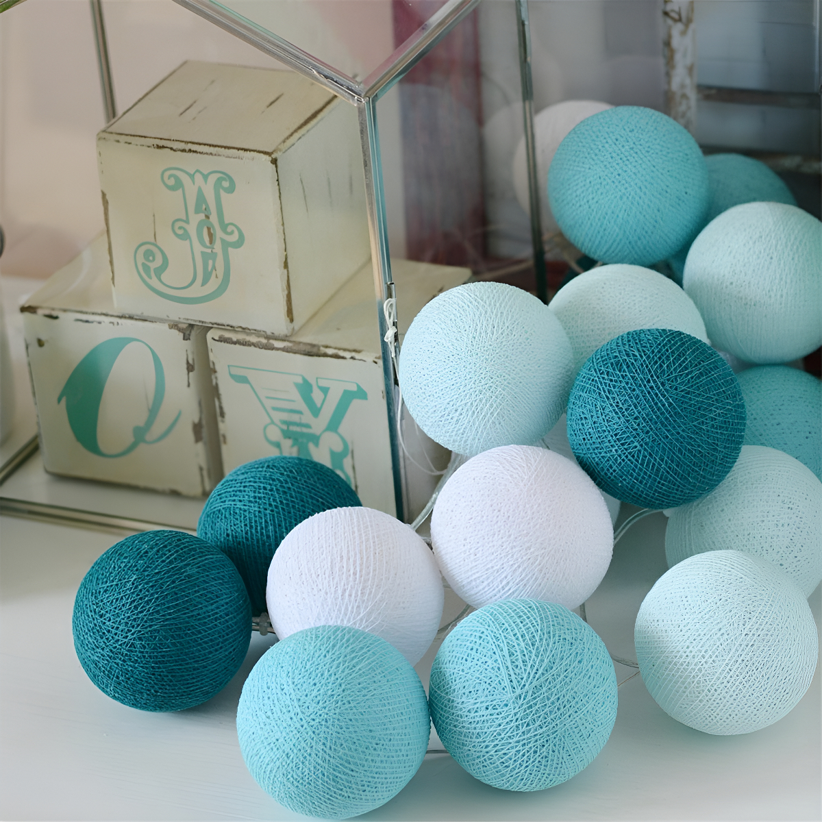 Guias Luces Cotton Ball Con Forma Esfera Led 3 Metros Guia - Imagen 20