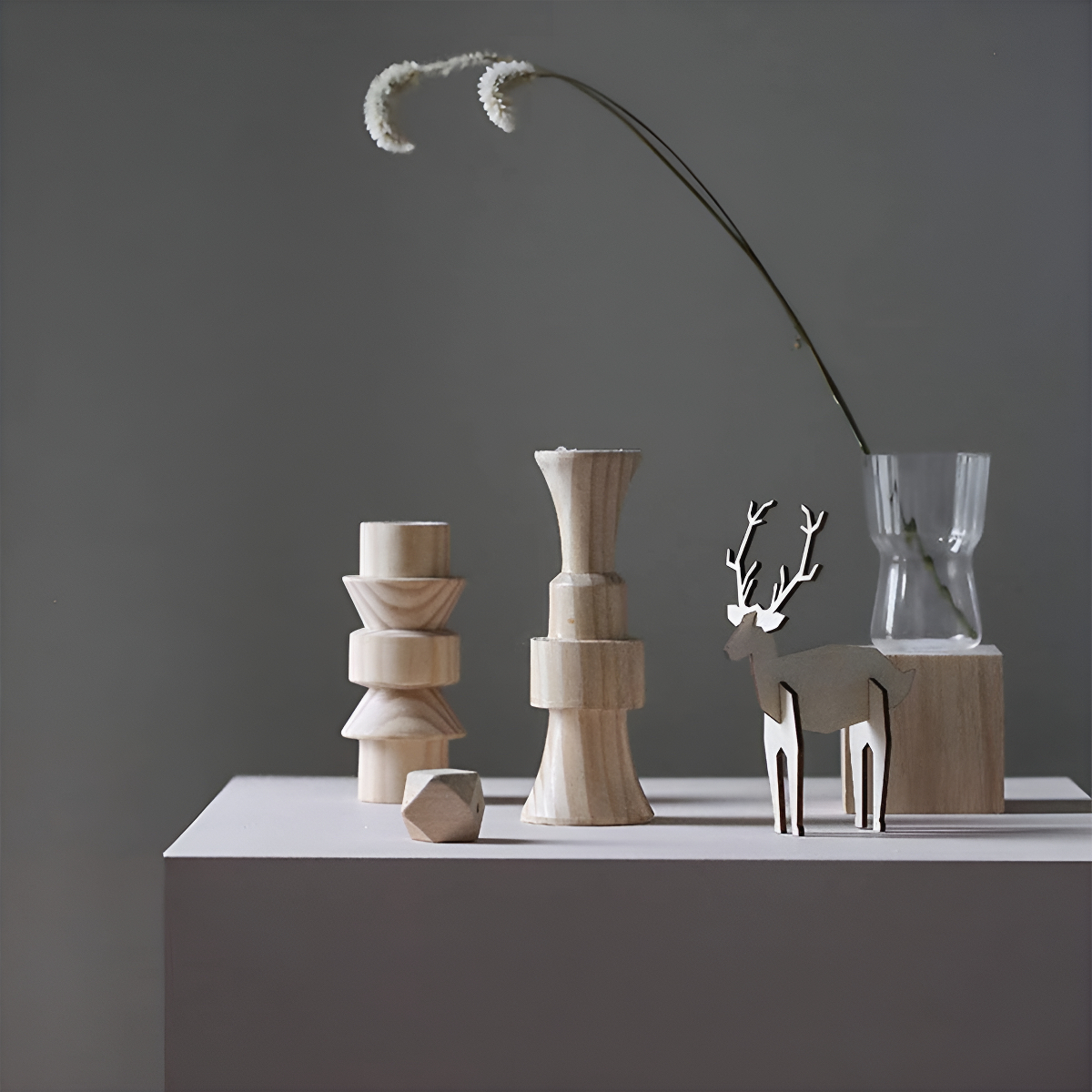 Soporte Candelabro Madera Decorativos Portavela Escandinavo - Imagen 2