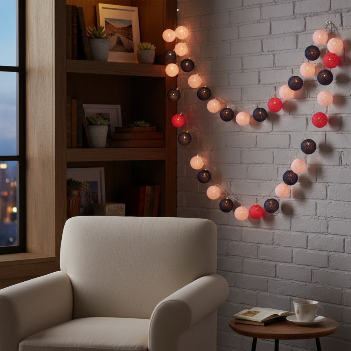Guias Luces Cotton Ball Con Forma Esfera Led 3 Metros Guia - Imagen 34
