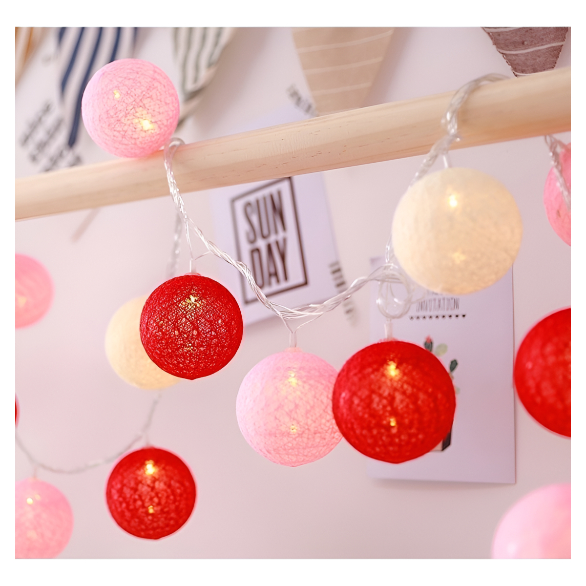 Guias Luces Cotton Ball Con Forma Esfera Led 3 Metros Guia - Imagen 8