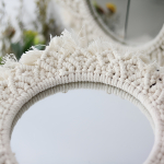 Espejo Colgante De Pared Redondo Decorativo Macramé Vintage - Imagen 6