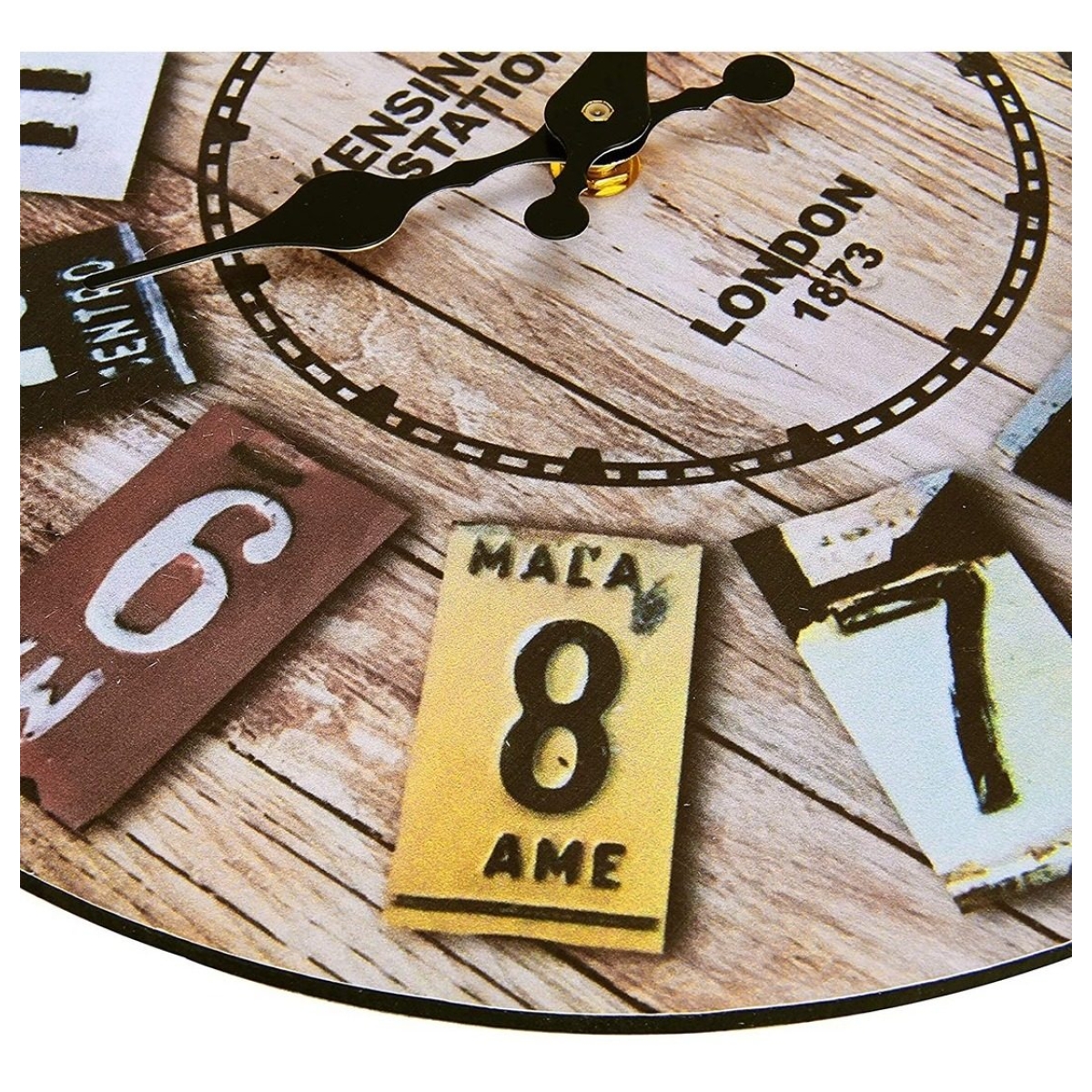 Reloj De Pared Simil Madera Retro Silencioso Decorativo - Imagen 6