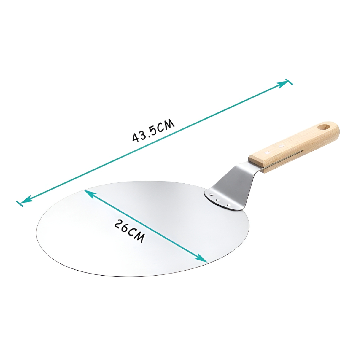 Pala De Pizza De Acero Inoxidable Mango De Madera 26cm D - Imagen 5