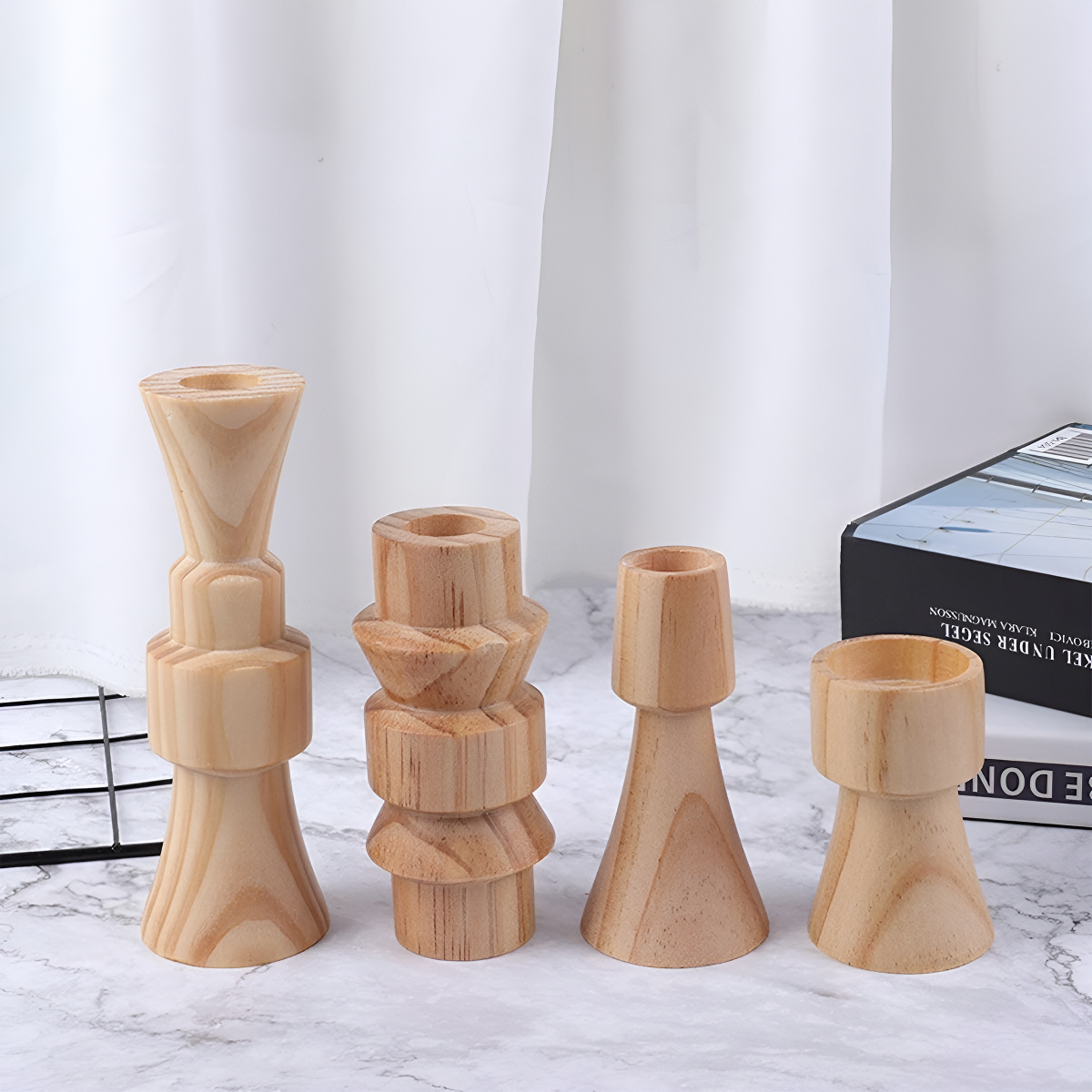 Soporte Candelabro Madera Decorativos Portavela Escandinavo - Imagen 7