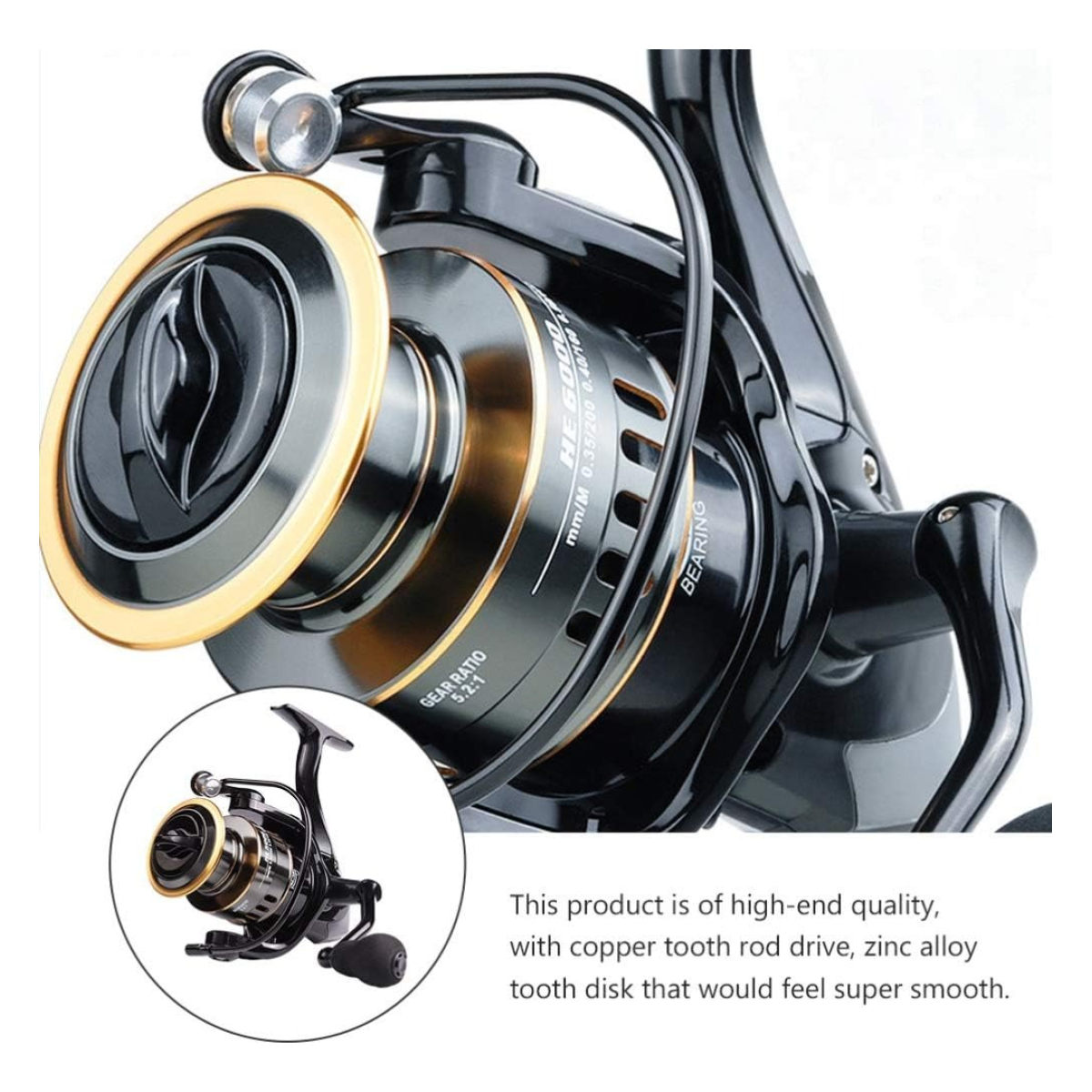 Reel Carrete Rotativo De Pesca Rotativo He3000 Izquierda - Imagen 6