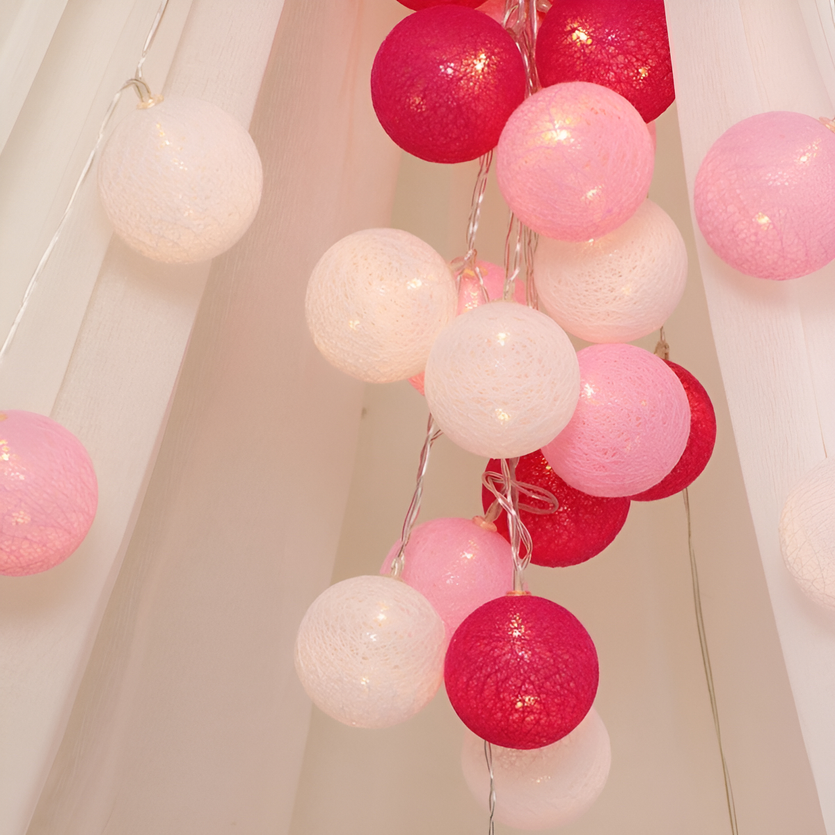 Guias Luces Cotton Ball Con Forma Esfera Led 3 Metros Guia - Imagen 9