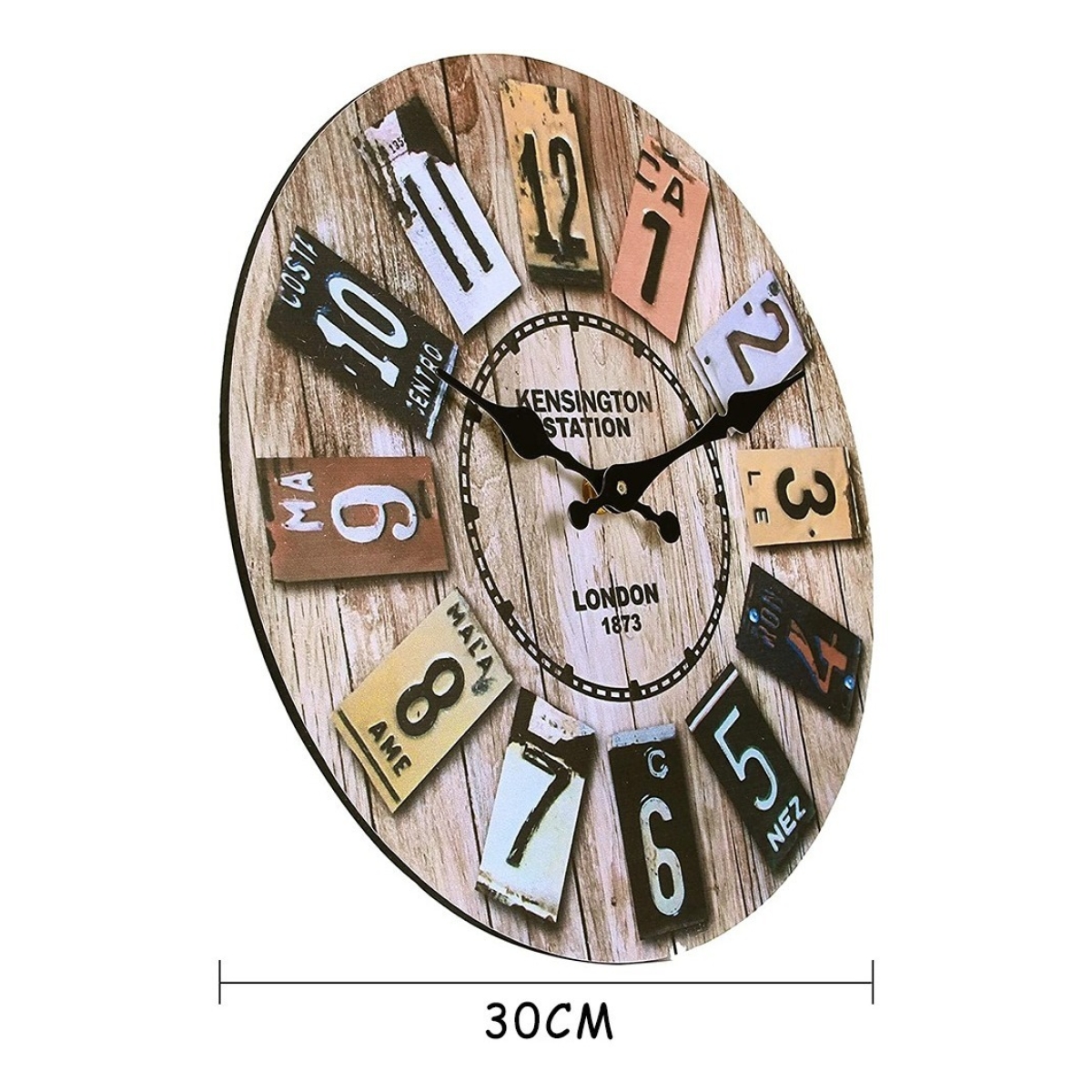 Reloj De Pared Simil Madera Retro Silencioso Decorativo - Imagen 2