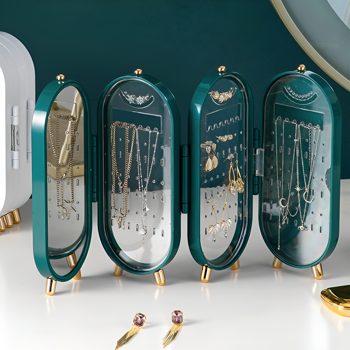 Organizador Exhibidor Joyas Joyero Diseño Acordeón C/ Espejo - Imagen 11