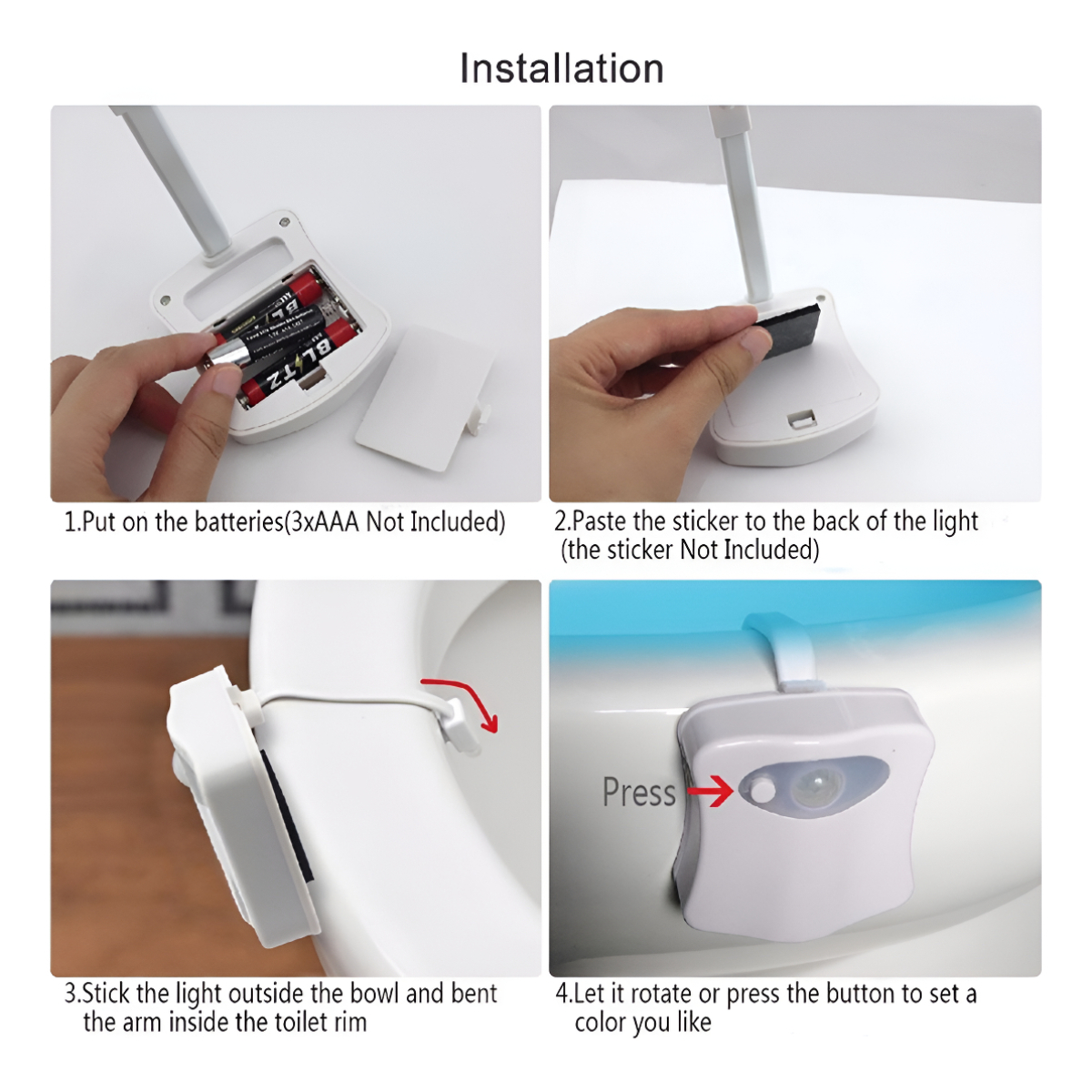 Luz Led Para Inodoro Multicolor Con Sensor De Movimiento - Imagen 4
