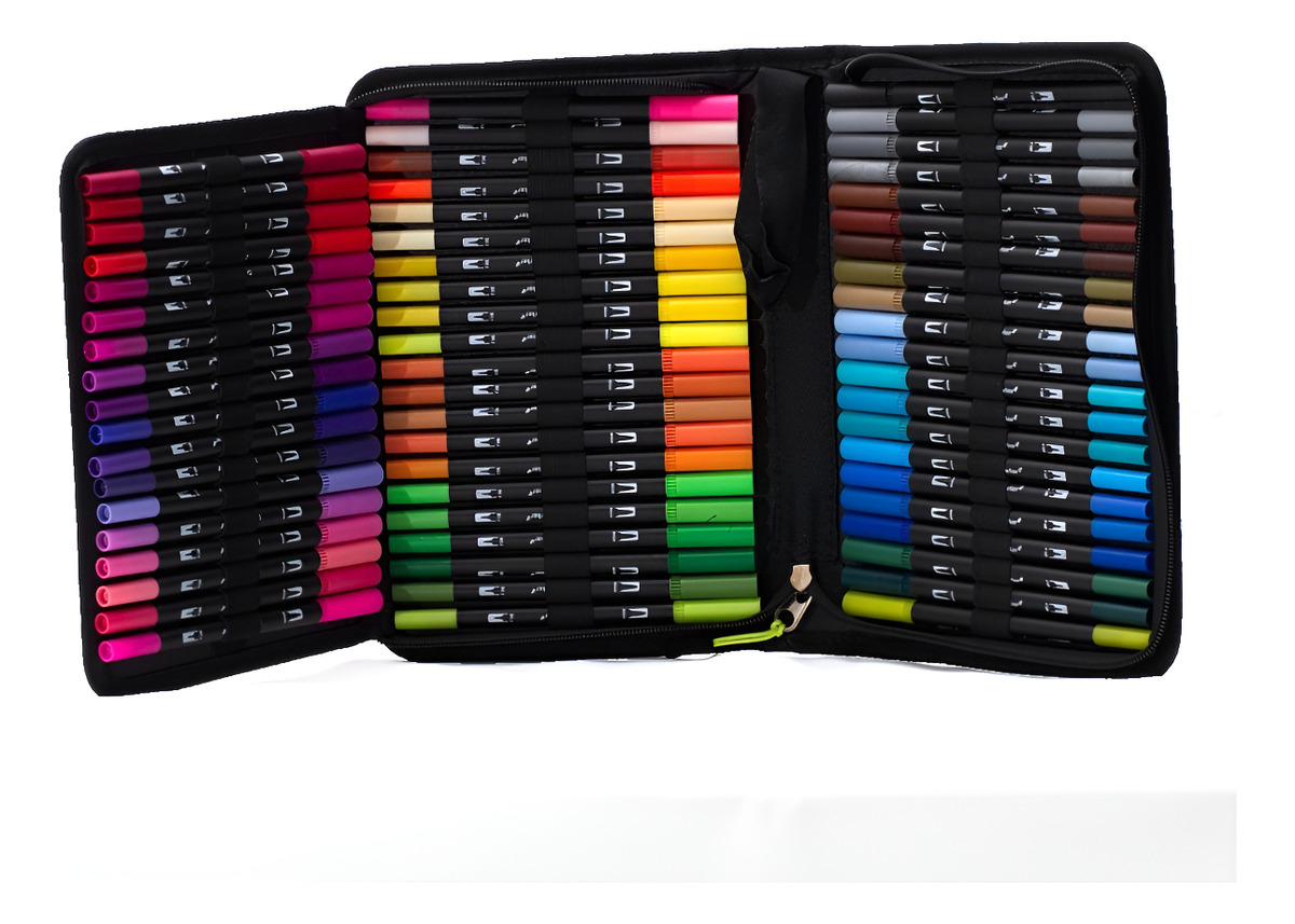 D_851122-MLA91357649264_092025-F.jpg Marcadores Doble Punta X60 Fina Y Pincel Mix De Colores - Imagen 1