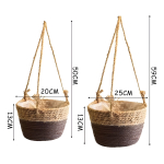 Cesto Porta Maceta Colgante En Ratan Tejido Forrado Grande - Imagen 7