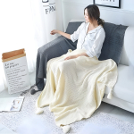 Manta Lana Tejida Con Borlas Sofá 130x170cm - Imagen 2