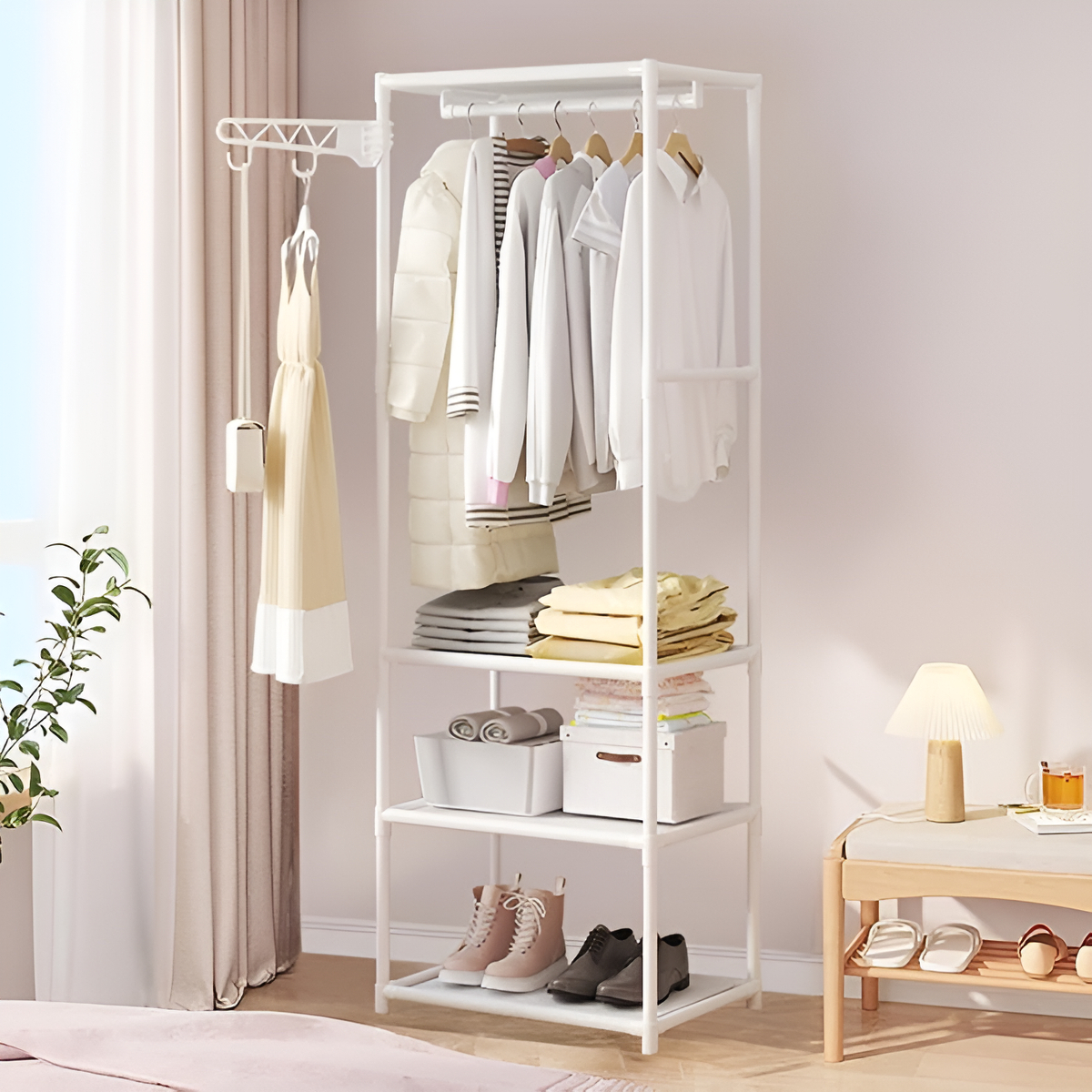 Perchero Organizador Con Estantes Y Barra Para Ropa - Imagen 1
