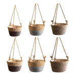 Cesto Porta Maceta Colgante En Ratan Tejido Forrado Grande - Imagen 16