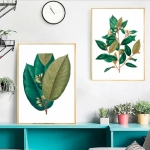 Cuadro Decorativo Moderno Hojas Con Marco Dorado - Imagen 12