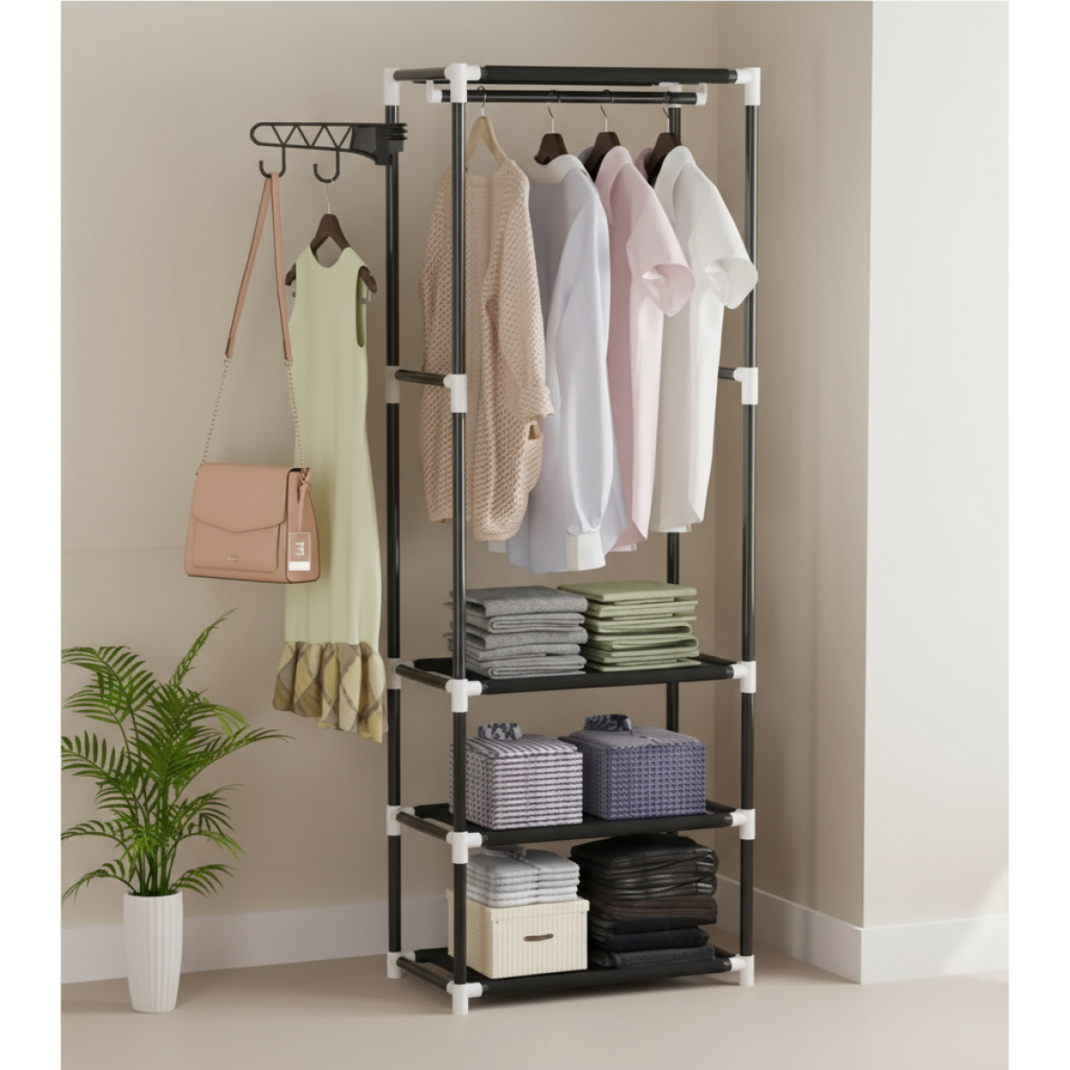 Perchero Organizador Con Estantes Y Barra Para Ropa - Imagen 7