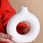 Florero Decorativo Circular De Cerámica Moderna Mediano - Imagen 3