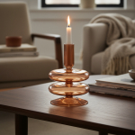 Candelabro Portavela De Cristal Ancho Decoración - Imagen 5