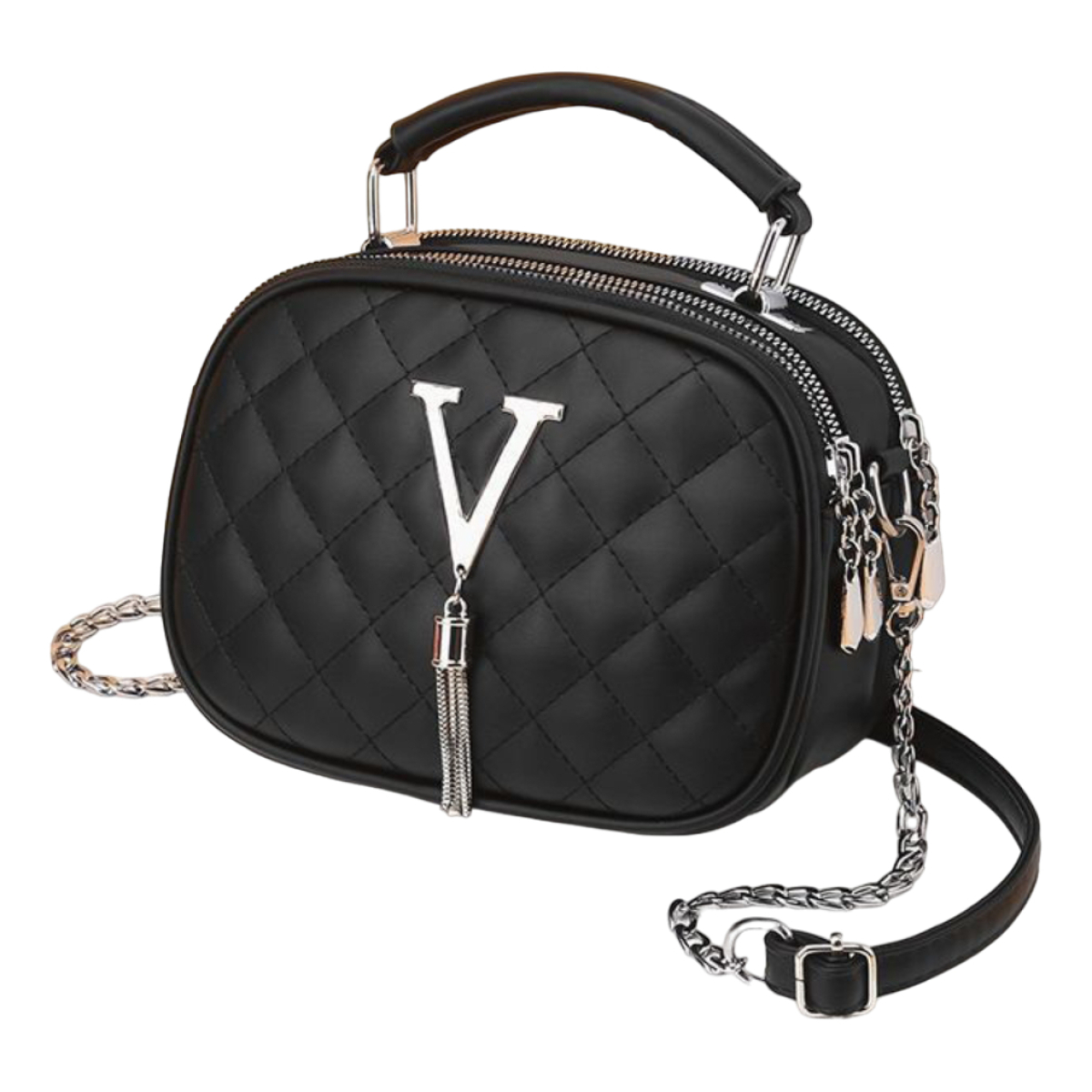 Bandolera Cartera Capitoneada Con Cadena V - Imagen 5
